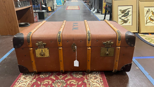 VTG Wooden Travel Trunk Suitcase